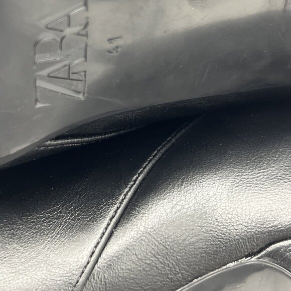 Zara Tall Black Leather Heeled Pointed Toe Boots - Picture 10 of 11
